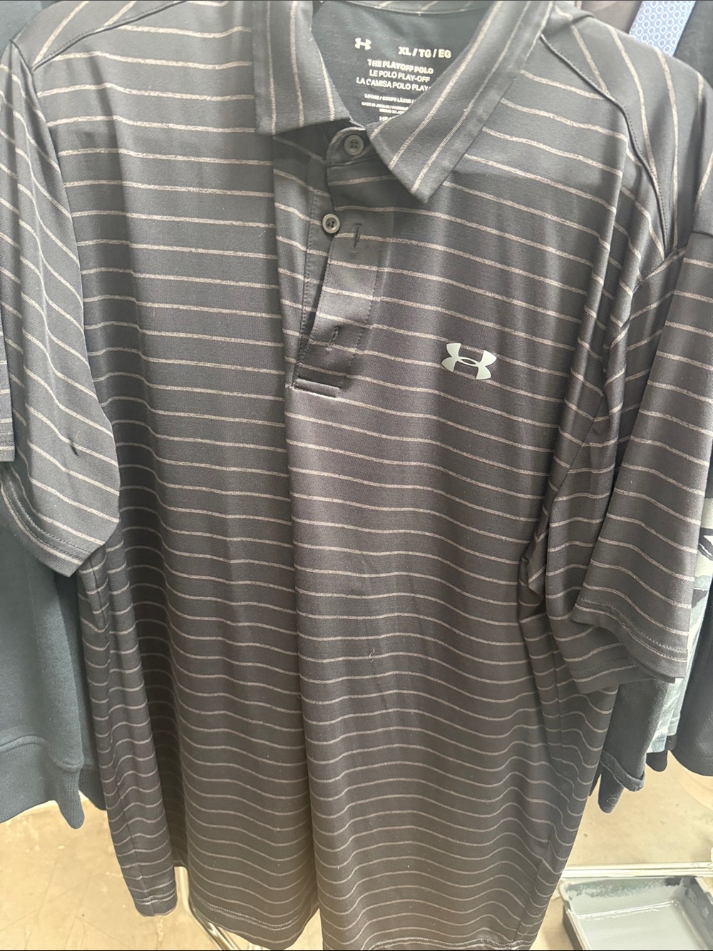 Under Armour Men’s Charcoal Polo with Thin Light Stripes